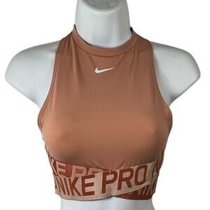 Nike Pro Cropped Tank Sports Bra XS Brown Dri-Fit Racerback Training Workout